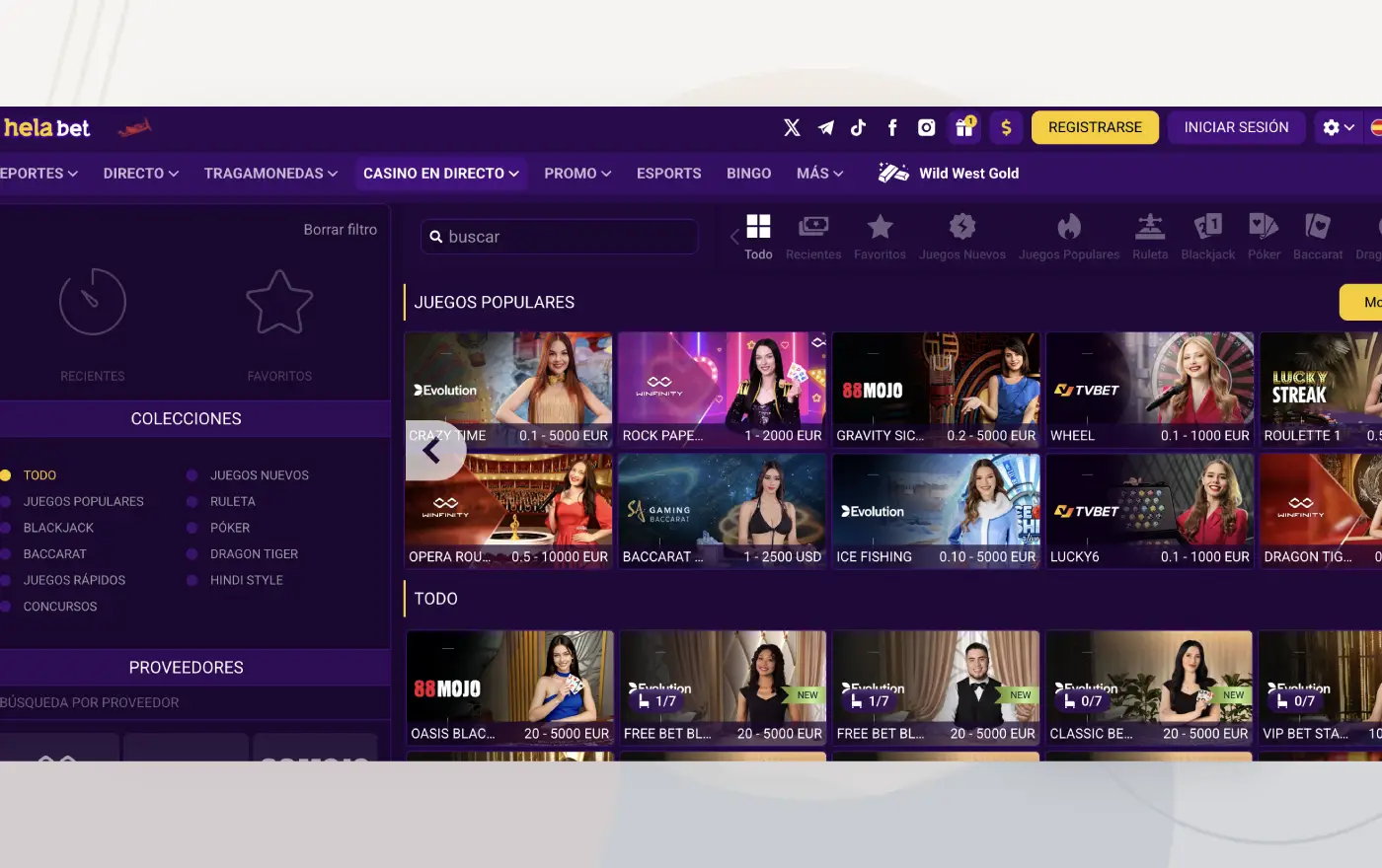 Juego de casino en modo demo con saldo ficticio en pantalla